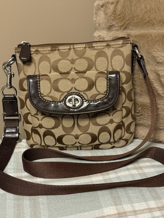 Coach Handbags - Coach Vintage Y2K Signature Jacquard File Bag Crossbody - Khaki/Brown